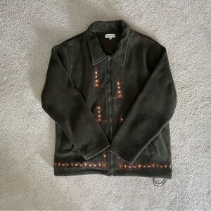 Vintage‎ Cottage Cove Embroidered Green Zip-Up Fleece